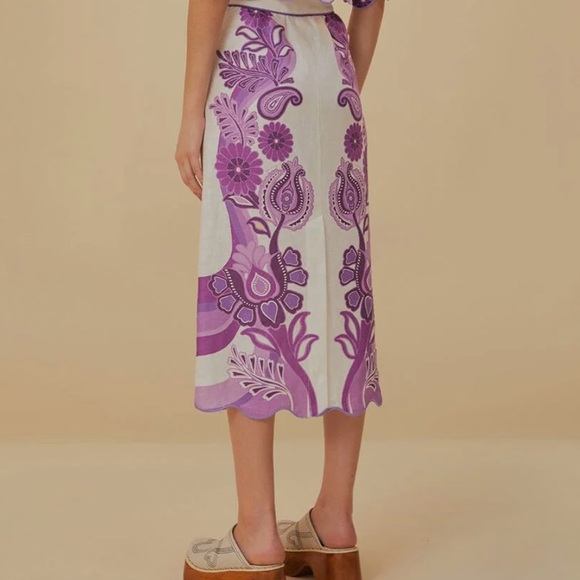 NWT Farm Rio Linen Womens Maxi Purple Floral Skirt - Picture 4 of 6